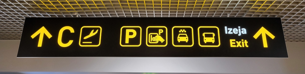 Bus sign inside the airport